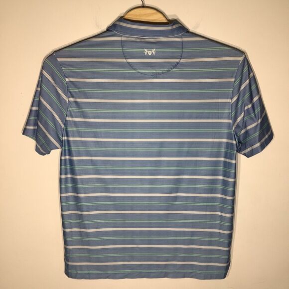 Hickey Freeman Mens Short‎ Sleeve Golf Polo Blue Striped Size Large - Picture 3 of 7